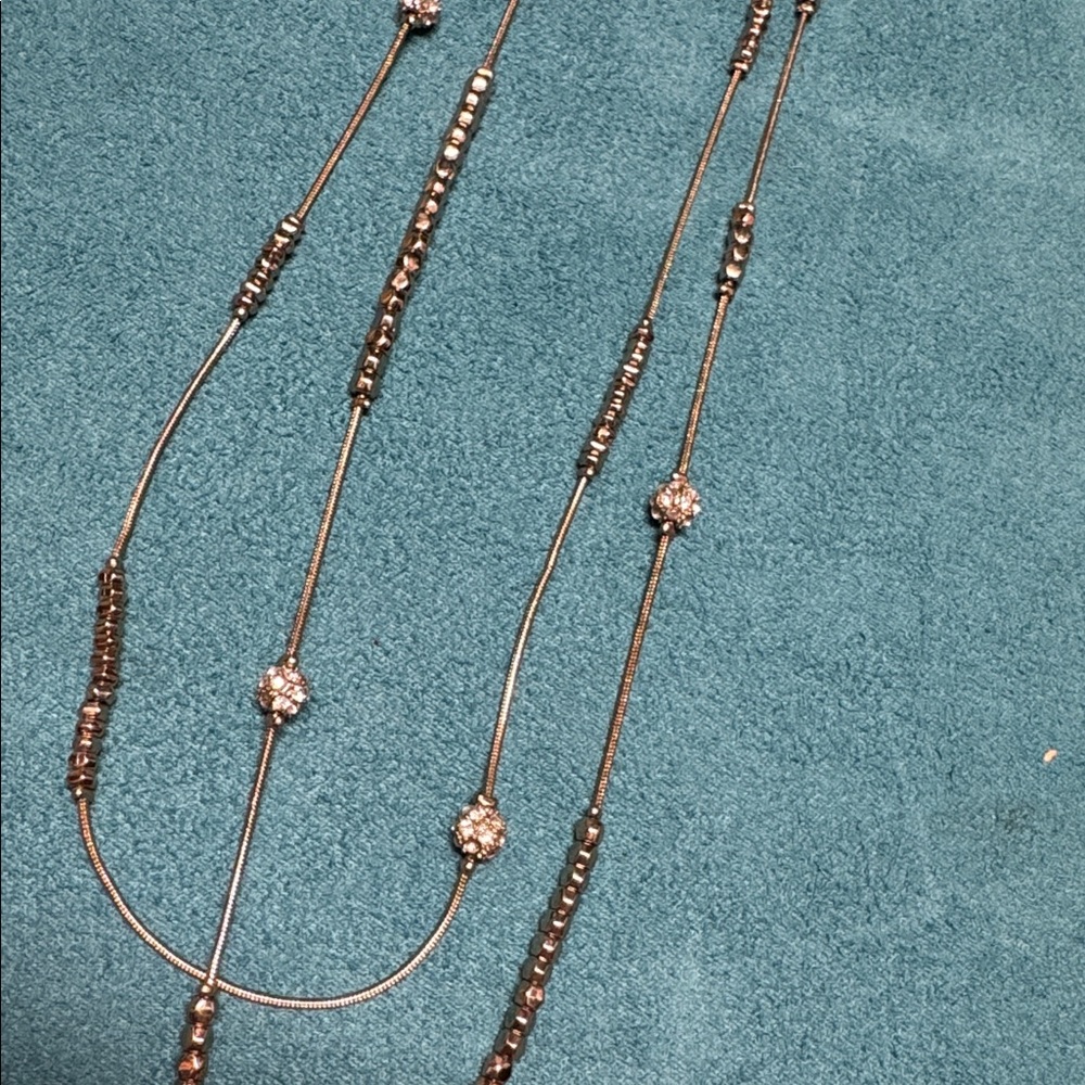 Chico's Silver and crystal Beaded Necklace